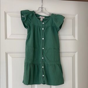 Cat & Jack Green Ruffled Sundress with Flutter Sleeves